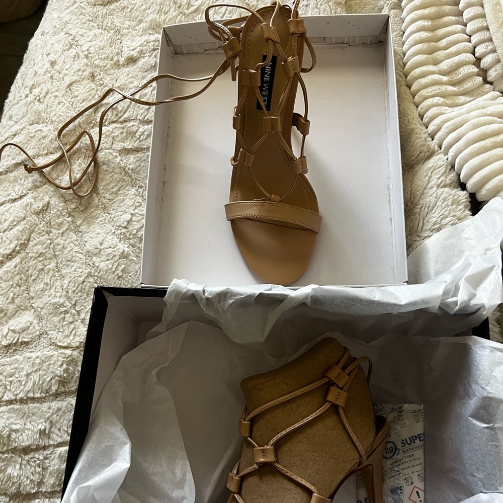 Nine West Tan Strappy Heels